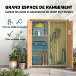 Casetta da giardino in legno Armadio da giardino dim. 127,5L x 50P x 164A cm 2 ripiani 2 ante 2 finestre Tetto bitumato impermeabile Legno massello di abete pre-oliato legno naturale