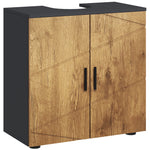 Meuble sous vasque lavabo meuble de salle de bain 2 portes avec étagère 60 x 30 x 60 cm gris anthracite et aspect bois