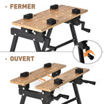 Établi pliant établi de serrage avec 4 serre-joints table de travail, charge 150 kg, 63,5x60,5x78cm, noir