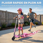 Trottinette électrique pliante pour enfant de 7+ans, 120W Vitesse max 12km/h, 75x36x82-93 cm rose