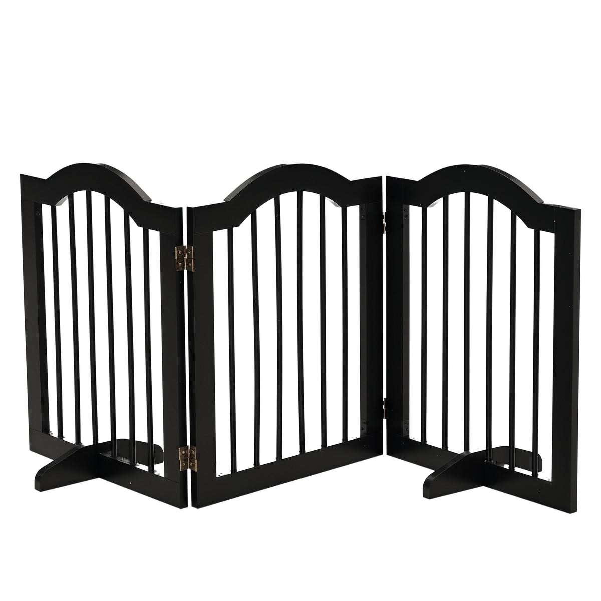 Barrière de sécurité chien barrière modulable pliable pour animaux de compagnie avec pied de support MDF bois massif 154,5 x 61 cm noir