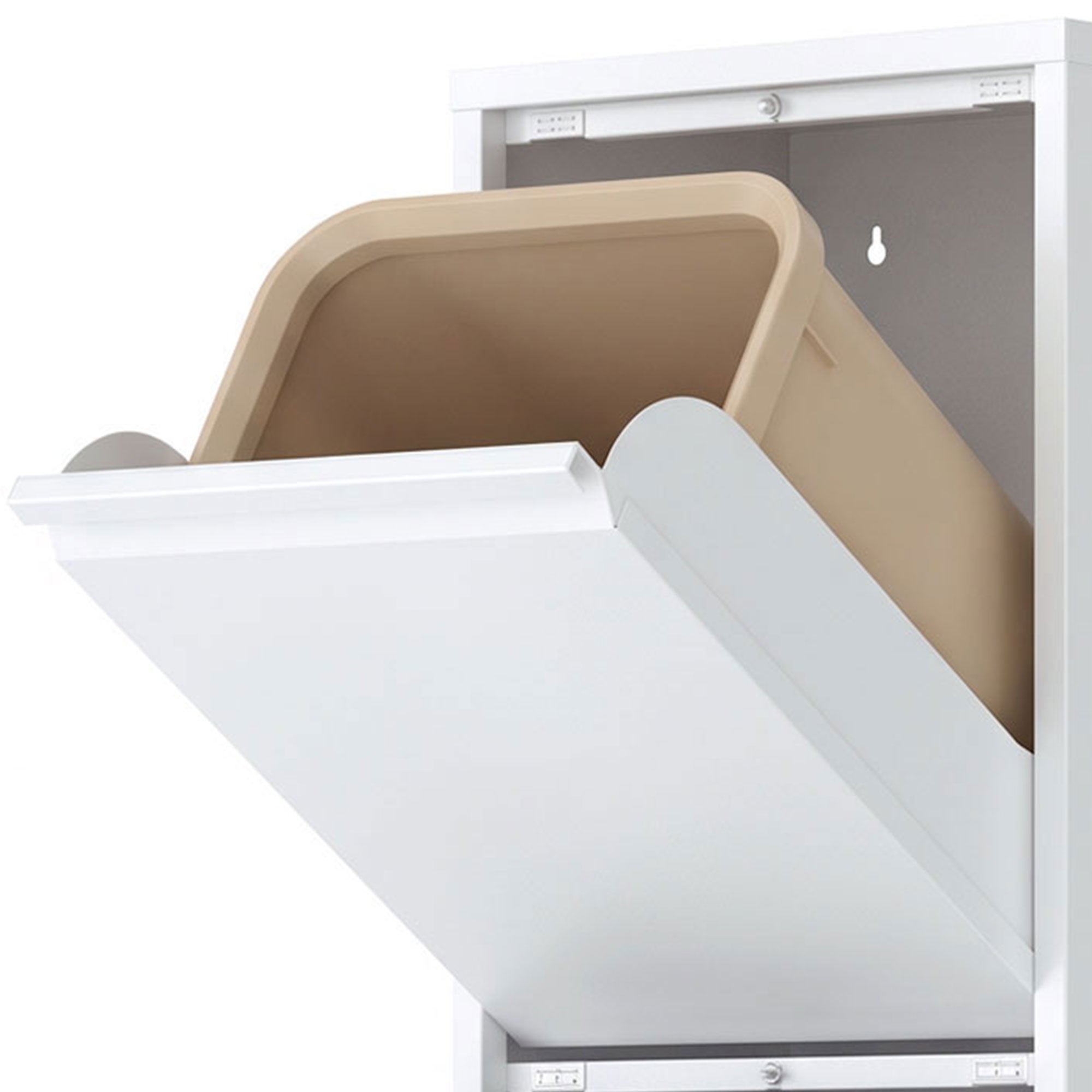 Hondakinak gaika sailkatzeko altzaria, birziklatzeko zakarrontzia, 45 L (3 × 15 L), 3 konpartimentu, leunki ixten diren ateak, zuria