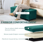 Banc de rangement bout de lit en velours côtelé avec couvercle, pour salon, chambre, entrée, 112 x 42 x 40 cm, vert