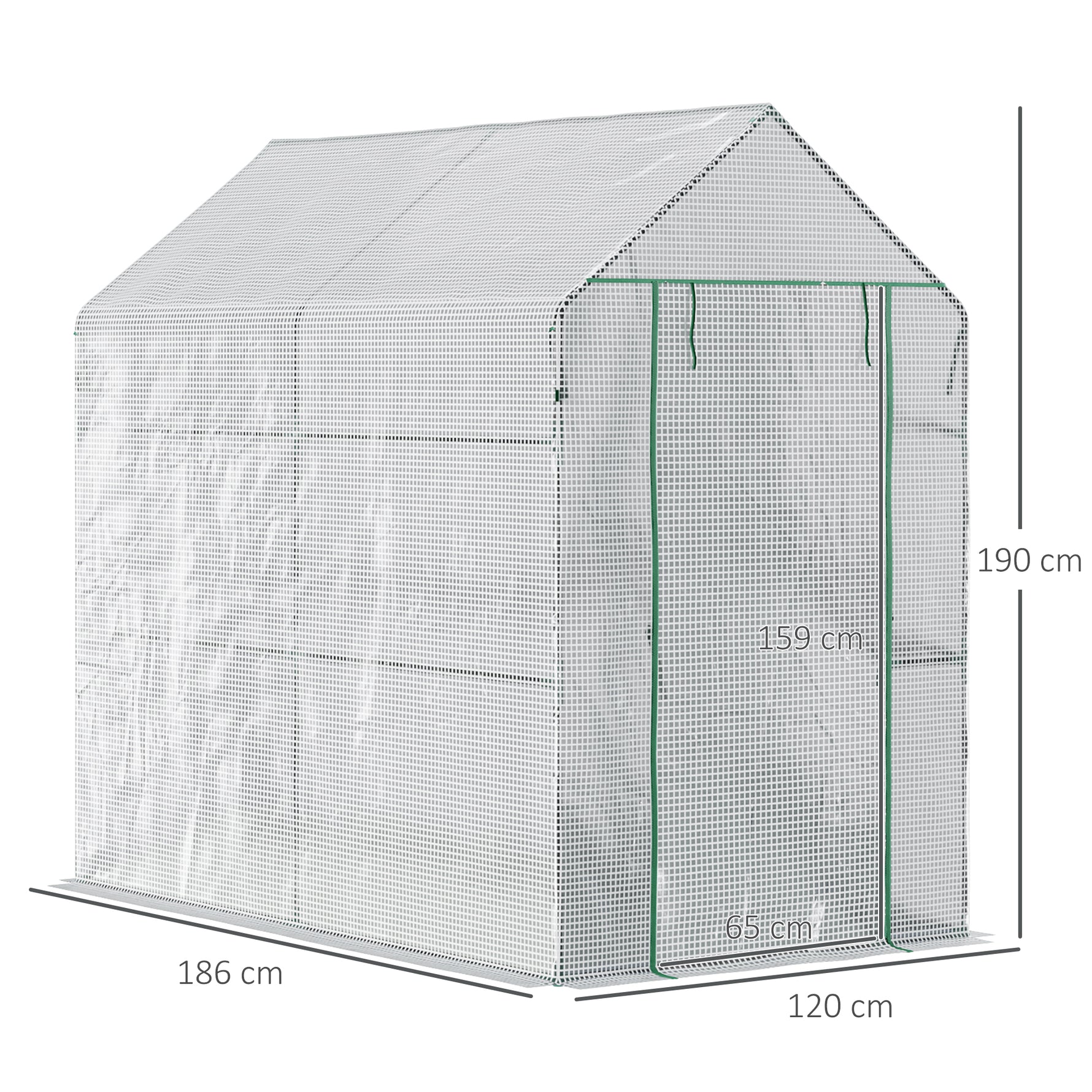 Serre de jardin PE avec étagère 2 niveaux, serre de balcon, bâche renforcée 140 g/m², acier, porte zippée