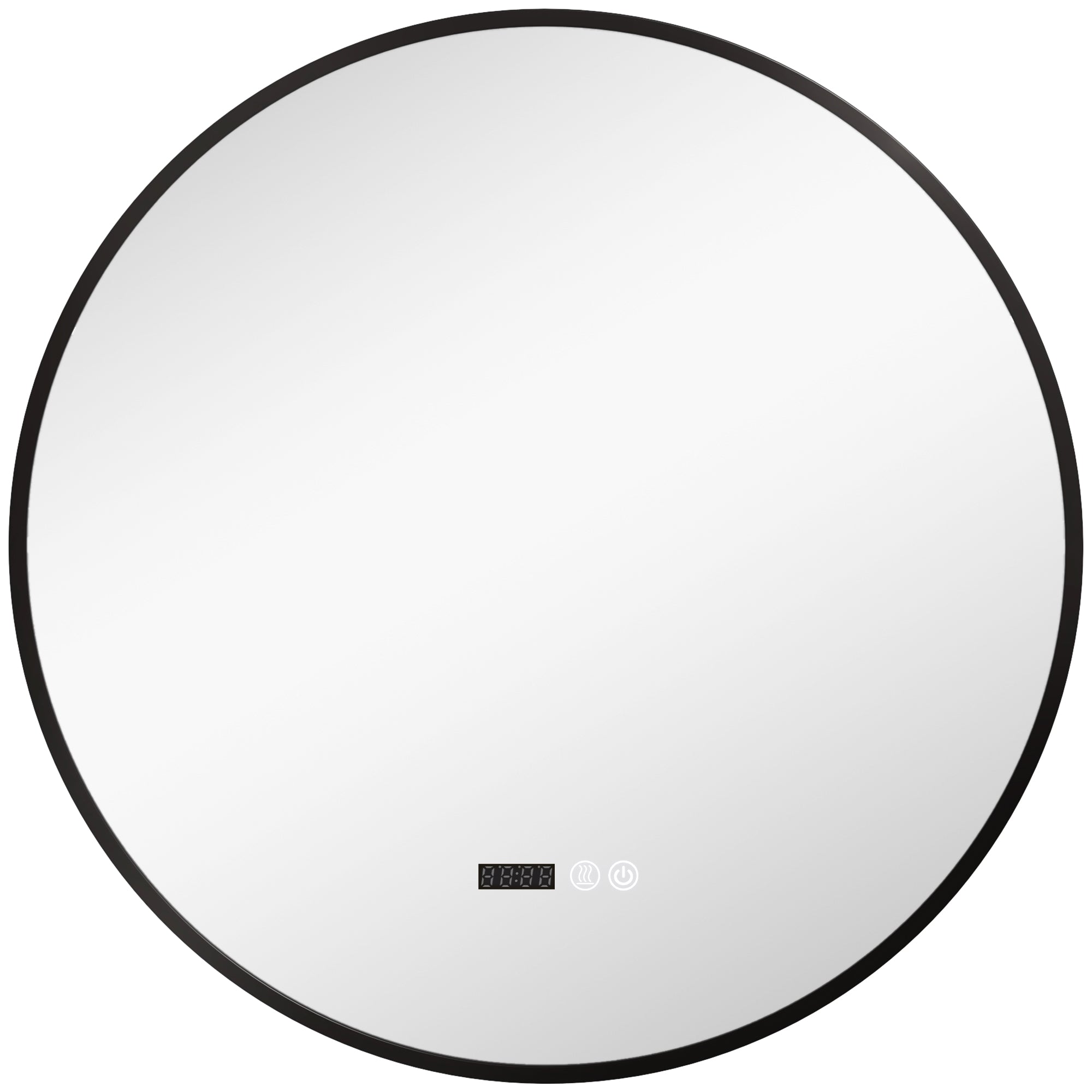 Miroir de salle de bain rond avec éclairage LED, intensité variable, fonction anti-buée, interrupteur tactile, noir
