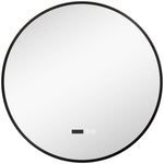 Miroir de salle de bain rond avec éclairage LED, intensité variable, fonction anti-buée, interrupteur tactile, noir