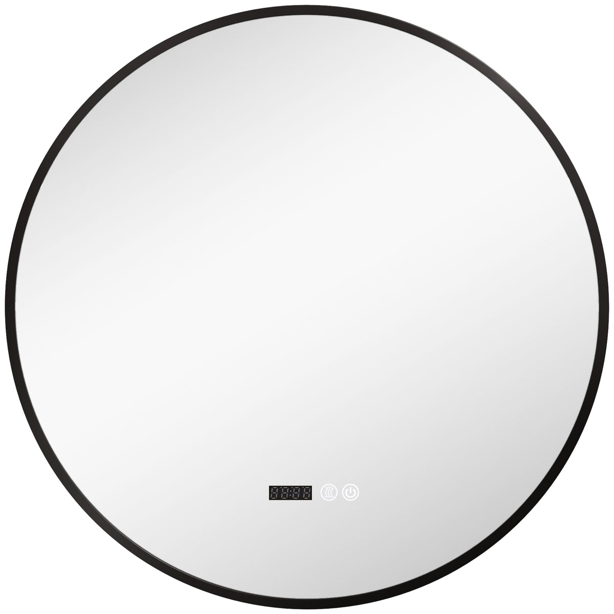 Miroir de salle de bain rond avec éclairage LED, intensité variable, fonction anti-buée, interrupteur tactile, noir