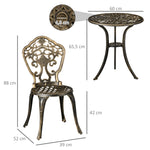 Ensemble bistrot pour jardin en aluminium salon de jardin 3 pièces 2 chaises + table ronde imitation fer forgé