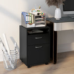 Caisson de bureau rangement bureau sur roulettes tiroir placard niche panneaux particules noir