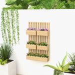 Jardinière murale potager avec 5 bacs treillis en bois massif amovibles 60 x 16 x 100 cm