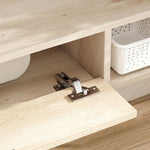 Meuble TV suspendu, meuble télé pour téléviseur jusqu'à 50 pouces, tiroir rabattable 2 étagères 120x24x16cm bois naturel
