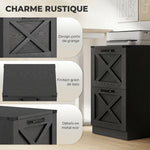 Cajonera de Oficina con 2 Cajones, Archivos Colgantes para Formatos Carta/A4, Estilo Rústico, 40x40x71cm, Negro