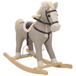 Cheval à bascule pour enfants, jouet à bascule bébé en tissu effet lin avec effets sonores et poignées de sécurité, gris