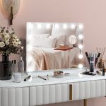 Miroir Maquillage Hollywood 58 x 48 cm, Miroir Coiffeuse LED, 15 Ampoules, 3 Modes d'Éclairage, Port USB de Charge