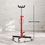 Vérin de fosse hydraulique, cric de levage 500 kg, avec roues pivotantes et pédale, acier, 58 x 58 x 110-191,5 cm rouge