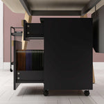 Caisson de bureau à roulettes avec 2 tiroirs coulissants trieur à dossiers 48 x 40 x 59,5 cm noir