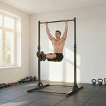 Station de musculation et barre de traction power tower 200 kg avec 8 niveaux de hauteur noir