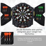 Cible jeu de fléchettes électronique 27 jeux jusqu'à 8 joueurs LED haut-parleur noir