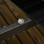 Table de jardin rectangulaire pour 8 personnes avec plateau en verre trempé et cadre en aluminium noir