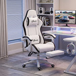 Siège gaming fauteuil gaming dossier inclinable 135° avec appui-tête repose-pieds 65l x 65P x 121-129H cm blanc et noir