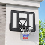 Panier de basket mural panier basket avec panneau incassable cerceau en acier et filet indéchirable 110L x 75H cm noir