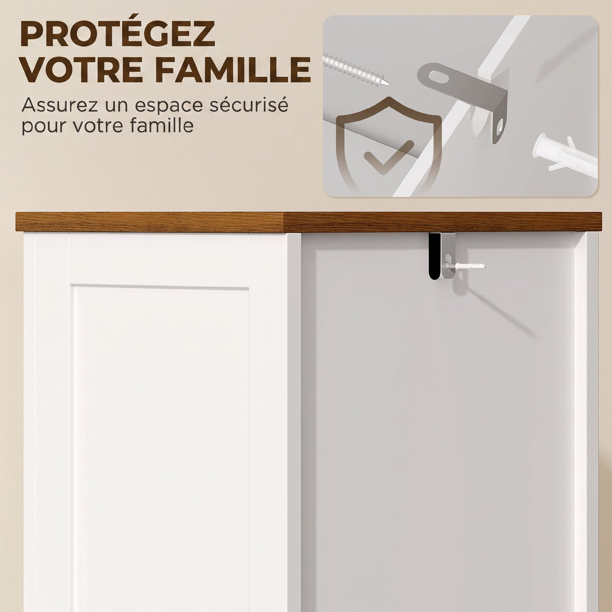 Meuble de salle de bain, meuble de rangement, 2 portes, tiroir, compartiment ouvert et étagères réglables, blanc