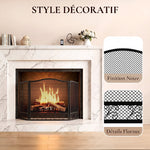 Pare Feu Cheminée Pliable 3 Panneaux, Pare-Étincelles Cheminée, Motif Floral, Métal, 107 x 60 cm, Noir-5