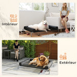 Lit surélevé pour chien rafraichissant, lit de camp pour chiens intérieur extérieur portable, 130 x 90 x 30 cm, noir