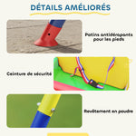 Portique Balançoire Enfants 3-en-1, Balançoire Pliable avec Siège Réglable, Intérieur et Extérieur, Multicolore