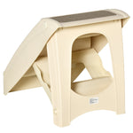 Escalier pour Chien Pliant à 4 Marches Antidérapantes, Escalier pour Animaux en Plastique, 62 x 38 x 49,5 cm, Beige