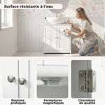 Meuble salle de bain sous lavabo - meuble sous-vasque - placard 2 portes avec étagère - dim. 60L x 30l x 60H cm - en bois blanc