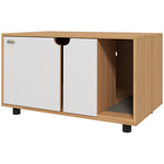 Meuble à litière maison de toilette sur pieds pour chat 2 en 1 portes style scandinave 80 x 48 x 48 cm naturel et blanc