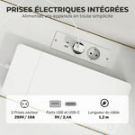 Meuble TV Suspendu Flottant 120 cm avec Éclairage LED et Prises, Meuble Télé pour Téléviseur 65 Pouces, Blanc