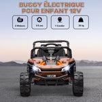 Voiture électrique enfant UTV buggy électrique enfant avec télécommande 2.4Ghz 2 moteurs 103L x 69l x 59H cm marron