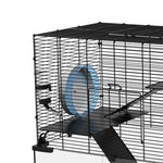 Cage hamster cage rongeur 3 niveaux avec roue rampes maisonnette abreuvoir mangeoire 60L x 40l x 54,5H cm noir