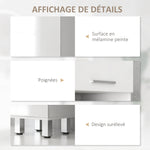 Meuble colonne salle de bain avec étagères réglables et compartiments ouverts, 30x30x180cm, blanc brillant