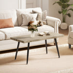 Table basse, table d'appoint moderne avec pieds en acier et plateau épais de 4 cm, 100 x 50 x 45 cm, chêne et noir