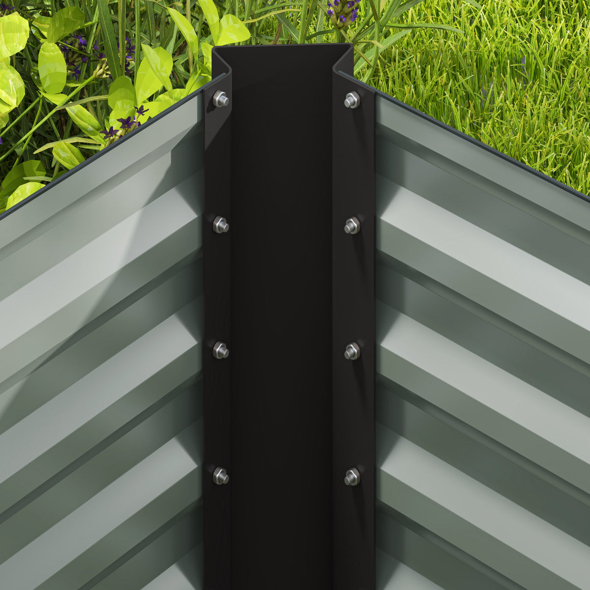 Lot de 2 lits de jardin surélevés carrés potagers cadre en acier galvanisé fond ouvert 120 x 60 x 60 cm gris foncé