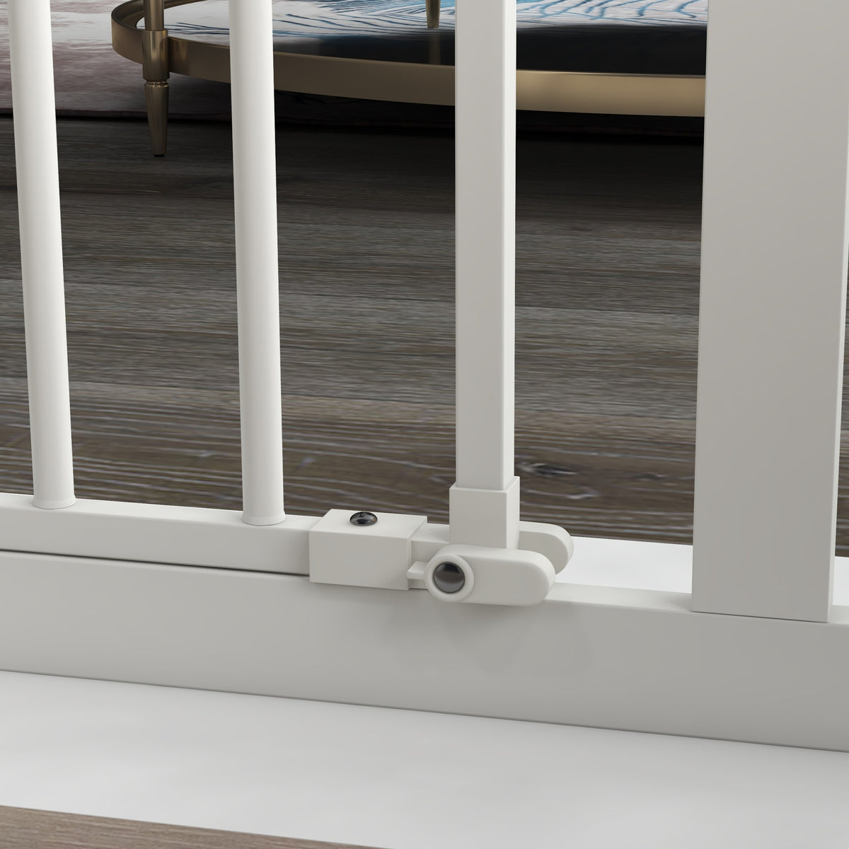 Cancelletto di sicurezza per animali, chiusura automatica, sistema a doppia chiusura, senza foratura, 1 estensione, bianco