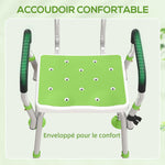 Tabouret de douche chaise de douche ergonomique hauteur réglable pieds antidérapants 56,5 x 53,5 x 87 cm blanc et vert