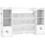 Meuble rangement enfant, étagère de rangement pour jouets enfants avec 8 bacs amovibles, 140 x 30 x 90 cm, blanc