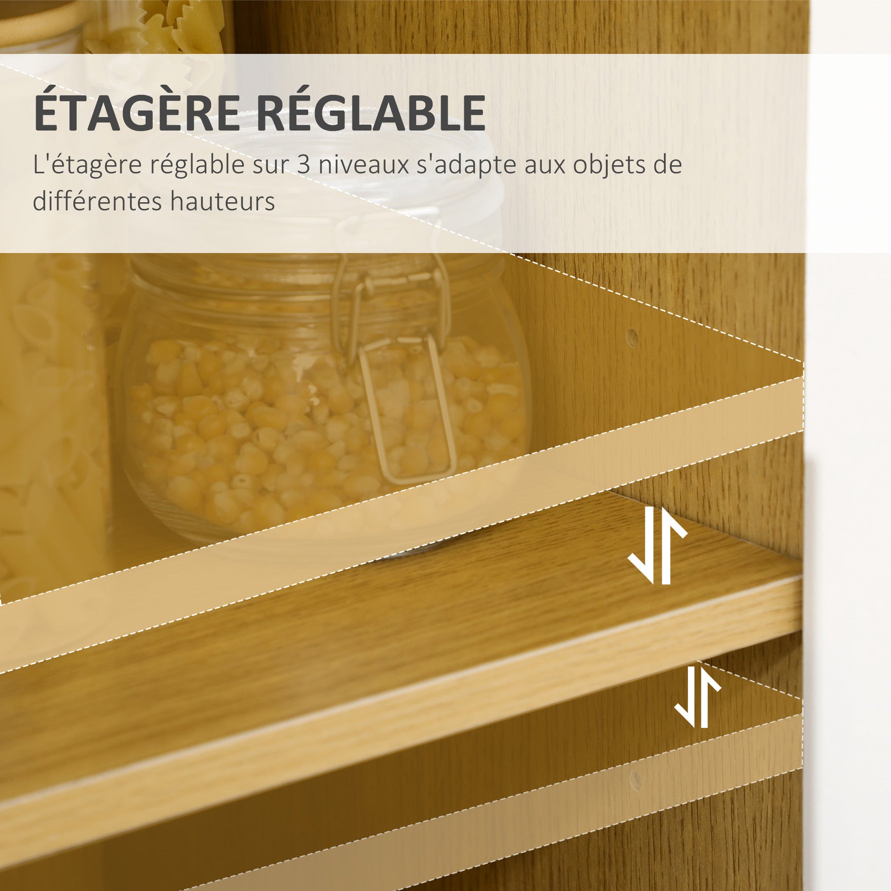 Meuble de rangement cuisine pour micro-ondes, 1 tiroir, 2 placards une étagère, 90 x 40 x 98,5 cm, bois et blanc