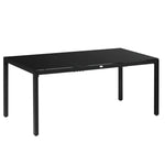 Table de jardin rectangulaire pour 8 personnes avec plateau en verre trempé et cadre en aluminium noir