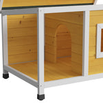 Caseta para perros exterior casa para perros interior de madera con techo abatible y ventana 85,5L x 62an x 60al cm naranja