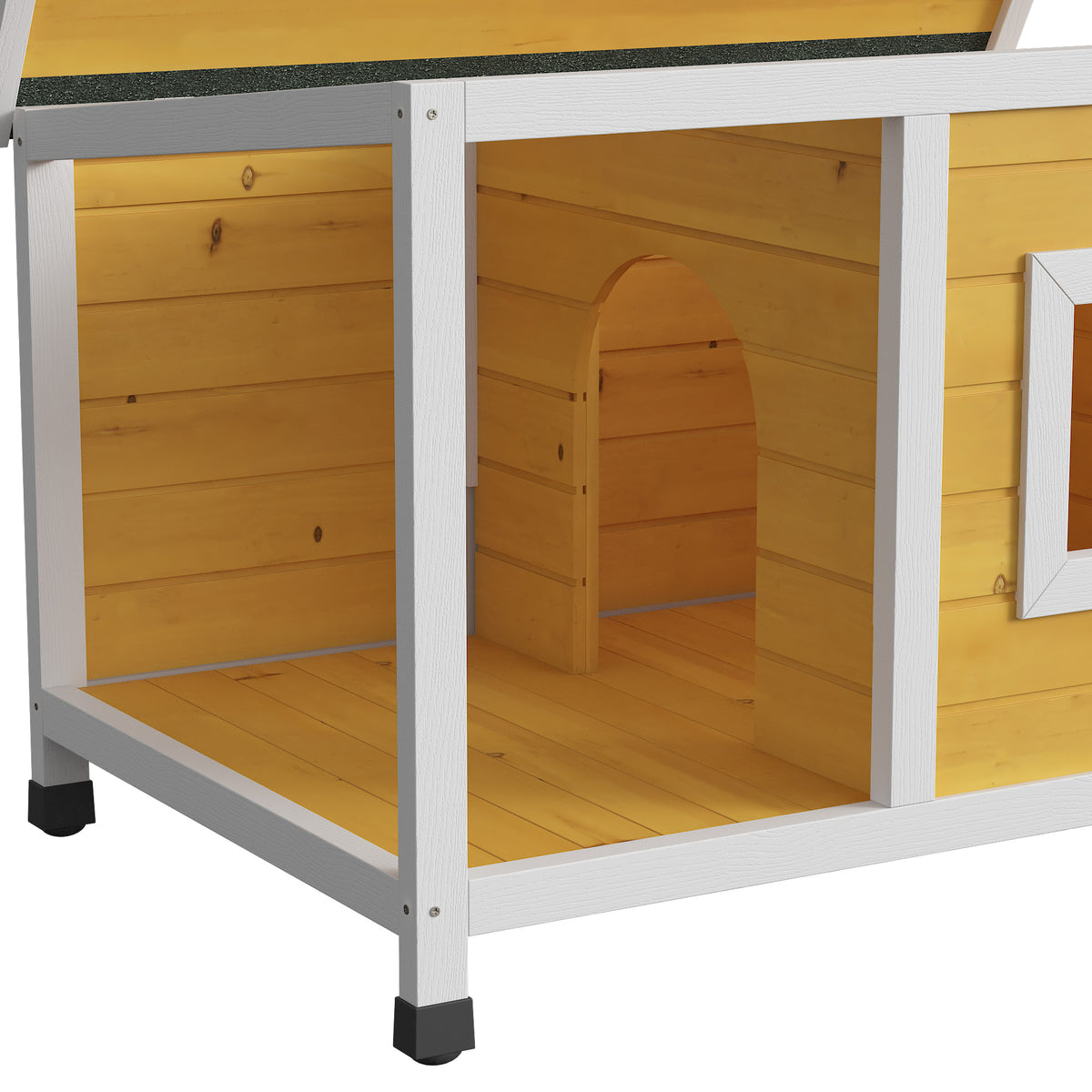 Caseta para perros exterior casa para perros interior de madera con techo abatible y ventana 85,5L x 62an x 60al cm naranja