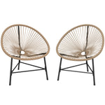 Lot de 2 Fauteuils de Jardin Acapulco Résine Tressée, Structure Triangulaire en Acier, Charge 120 kg, 72x68x81cm, Naturel