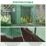 Serre de Jardin Anti-UV 2 fenêtres moustiquaires + Barres renforcement 200L x 77l x 169H cm Acier PE Vert
