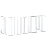 Barrière de sécurité parc enclos chien modulable pliable porte intégrée 300L max. x 74,5H cm métal PP blanc