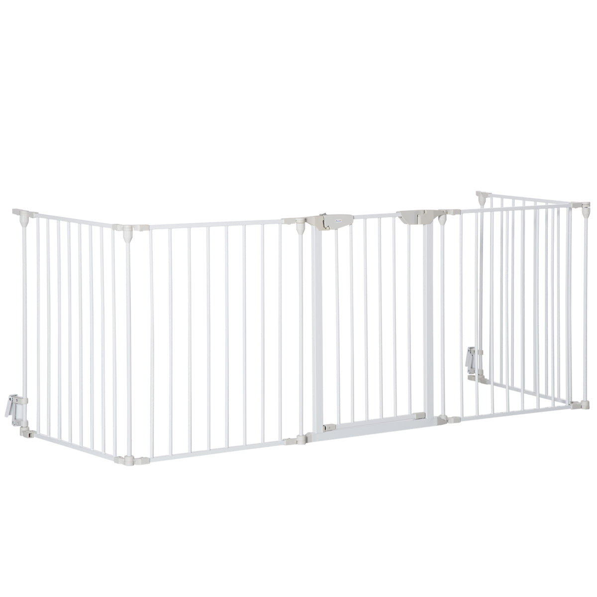 Barrière de sécurité parc enclos chien modulable pliable porte intégrée 300L max. x 74,5H cm métal PP blanc