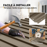 Set di 12 Pannelli in Acciaio Zincato Resistenti alle Intemperie, Marrone, Dim. di un Pannello 129L x 45P cm